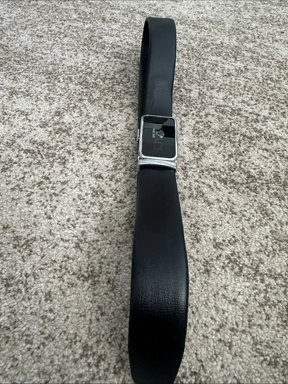 Versace Rectangular Automatic Plate Buckle Leather Belt 44